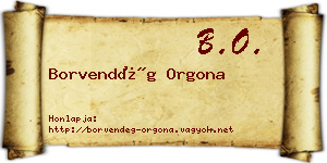 Borvendég Orgona névjegykártya